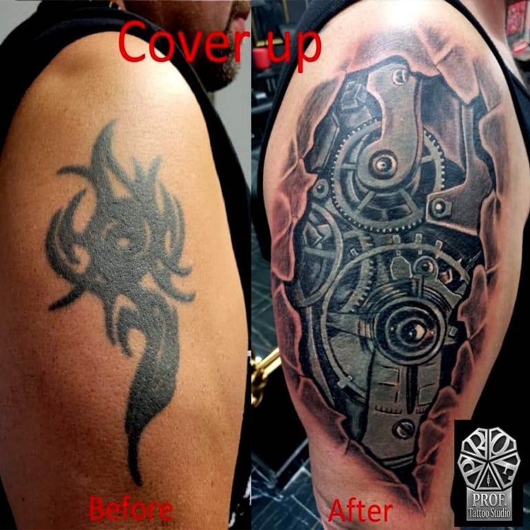 Biomechanic cover up tattoo